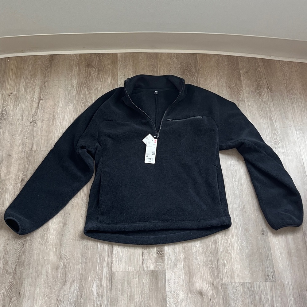 Uniqlo Men’s Fleece Half Zip Oversized Pullover XS Black